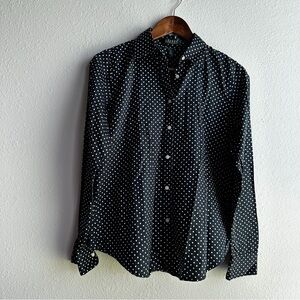 Ralph Lauren Black White Polka Dot Button Down Shirt Blouse Top Work Preppy EUC